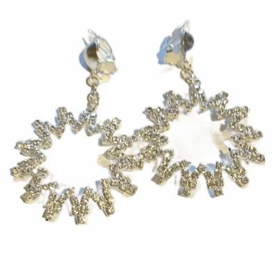 Strass Glitzer Ohrclips Clips Ohrringe ohne Ohrloch XXL Sonne BOHO ca 7,7 cm lan - Bild 1 von 4