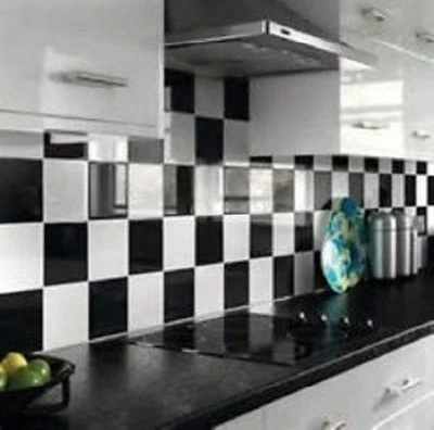 50  Gloss Black 6"x6" inch Tile Transfers Stickers Kitchen Bathroom Easy Apply - image 1 of 2