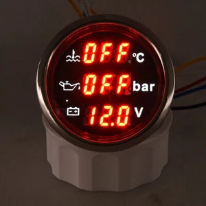 52mm 3 in 1 Waterproof Digital Water Temperature Oil Pressure Gauge Voltmeter - Picture 1 of 7