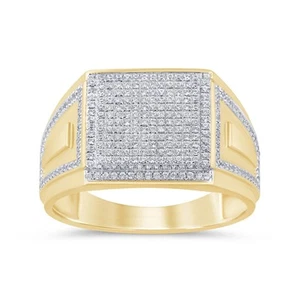 10K SOLID YELLOW GOLD .35 CARAT NATURAL DIAMOND ENGAGEMENT RING WEDDING PINKY BA - Picture 1 of 1
