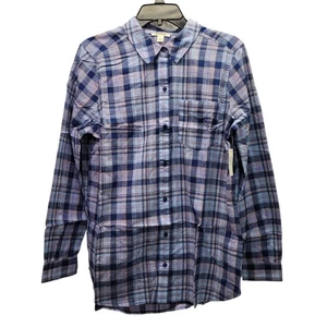 Goodthreads Damen Karo Washed Button-Up Hemd Blau Langarm Größe M - Bild 1 von 14