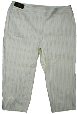 NUEVO CON ETIQUETAS Mujer MERONA Talla 20W FORMA CADERA Marfil Blanco Rayas ALGODÓN PANTALONES Leg24 Foto 1 de 4