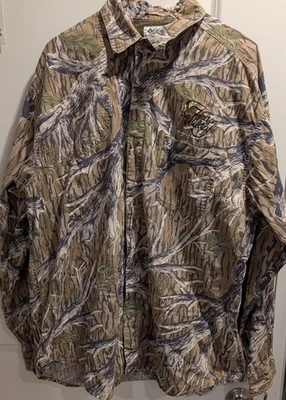Vtg Columbia Mossy Oak Original Camo Hunting Shirt L Halter Wildlife Pheasant - Image 1 of 4