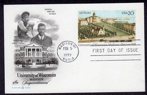 1999 Università del Wisconsin 150° (UX301) cartolina postale ; - Artcraft FDC TB592 - Foto 1 di 1