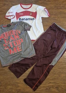 Lot of Boys Lrg -XL Shirts Running Pants Burgundy Red Both School EUC Read Pleas - Picture 1 of 1