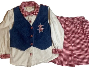 Copper Key Western Outfit Gingham Red White Check Girls Size 5 Cowgirl Country - Picture 1 of 6
