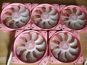Apevia Prism Pink Case Fans 5X 120mm ARGB Computer Case Fans with HUB - Picture 1 of 7