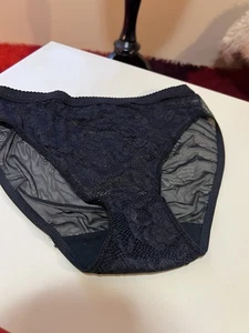 Mutandine vintage Gillian O'Malley pizzo trasparente taglio alto pizzo nero medio USA - Foto 1 di 8