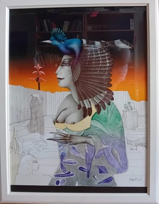 PAUL WUNDERLICH "Im Schatten Deiner Flügel III": Farblitho signiert 706/1000 - Bild 1 von 2