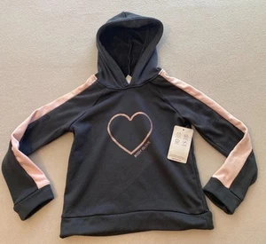 Body Glove Hoodie Jacket Girls Size 6 Dark Gray Pink Heart Print Stretch NWT - Picture 1 of 15