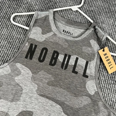 Regata NoBull Cropped Feminina Pequena Cinza Camuflagem Sem Mangas CrossFit Academia Nova - Imagem 1 de 4