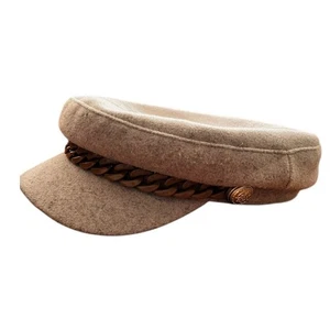 NUEVO CON ETIQUETAS Forever 21 Mujer Sombrero Bretón Beige Grueso Cadena Newsboys Gorra - Imagen 1 de 5