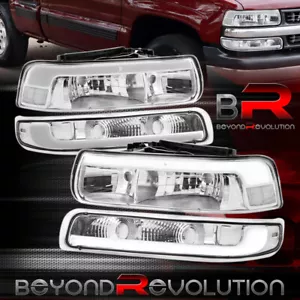 For 1999-2002 Silverado 1500 2500 HD 3500 Clear LED DRL Headlight + Signal Lamp - Picture 1 of 6