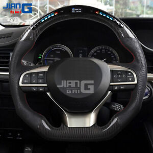 LED Carbon Fiber Flat HEATED Steering Wheel Fit Lexus 16-20 RX350 ES300 ES350