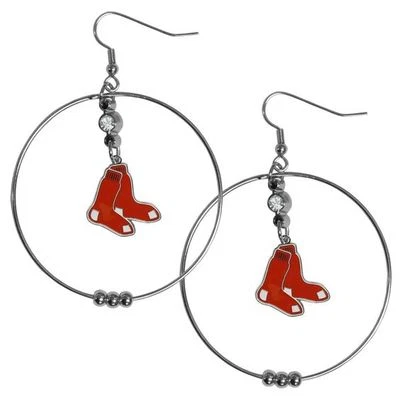 Boston Red Sox 2 inch Hoop Earrings MLB Licensed Baseball Jewelry - Image 1 of 3