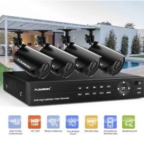 FLOUREON CCTV Security Camera System 8CH 5in1 1080N AHD DVR 4pcs Outdoor 3000TVL