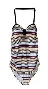 Jessica Simpson Maternity One Piece Swimsuit / Bathing Suit Striped Ruched SMALL - Picture 1 of 20