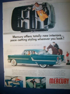 1955 Mercury convertible & hardtop large-mag car ad -"totally new interiors" - Picture 1 of 1