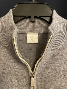 Eleventy Platinum Sweater Men M Cashmere 1/4 Zip Sweatshirt Jumper Gray Adult* - Picture 1 of 2
