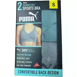 Reggiseno sportivo senza cuciture donna NO BOX Puma confezione da 2 verde/grigio taglia S $60 4C624 - Foto 1 di 2