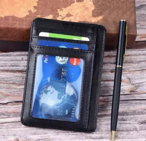 Herren Geldbörse Leder Geldbörsen Männer minimalistisch dünn RFID-Sperre für - Bild 1 von 12