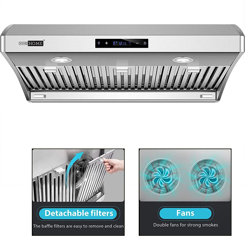 30in Under Cabinet Kitchen Range Hood 800CFM w/ 3-Speed Touch Control Led Light - Image 1 of 4