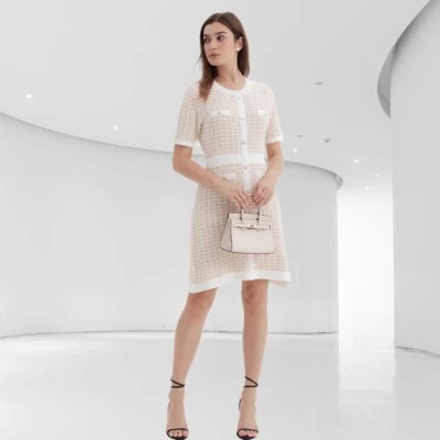 ST JOHN by MARIE GRAY VINTAGE Butte Knit Sweater Dress-So 12-Beige/Creme-READ! - Image 1 of 4