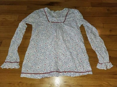 Papo d'Anjo Girl Top 14 Years Floral Garden Pullover Ribbon Trim Long Sleeve - Image 1 of 2