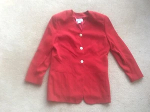 Liz Claiborne Collection Ladies Red Collarless Button Up Jacket UK Size 18 - Picture 1 of 3