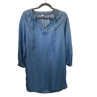 Vestido Camisa Manga Larga Denim Cambray Para Mujer Antiguo Azul Marino Talla XS Informal Costero Foto 1 de 4