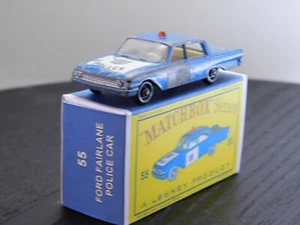 LESNEY MATCHBOX NO. 55 FORD FAIRLANE POLICE CAR WITH REPRO BOX - Picture 1 of 6
