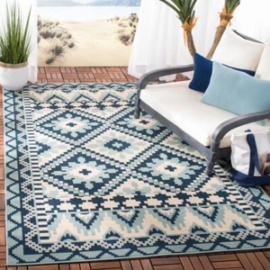SAFAVIEH Outdoor VER096-3934 Veranda Turquoise / Blue Rug - Picture 1 of 17