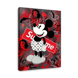 Trendy Mickey Cartoon Wandbild Gerahmtes Leinwandbild Kinderzimmer Deko Pop Art - Bild 1 von 7