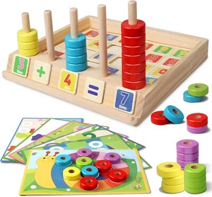 Lydaz Montessori Math Manipulatives Toys, Kids Wooden Number Blocks Toys,... - Picture 1 of 6