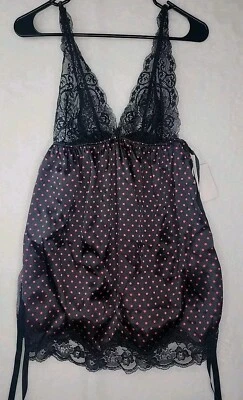 Conjunto de Tanga Negligee IN BLOOM By JONQUIL S Negro Encaje Punto Rojo *NUEVO CON ETIQUETAS* Foto 1 de 3