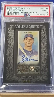 Nico Hoerner - 2020 Allen & Ginter X Mini Autograph Black RC  PSA 9   #2/10 - Image 1 of 2