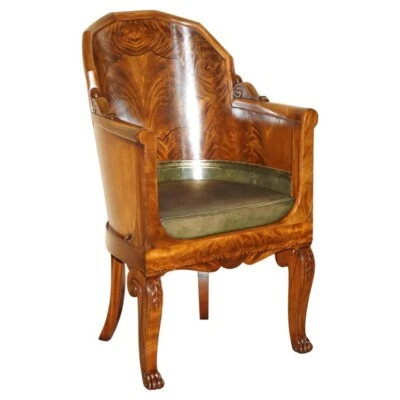 STUNNING FLAMED MAHOGANY GREEN LEATHER LORD MARCH GOODWOOD HOUSE ARMCHAIR - Image 1 of 4