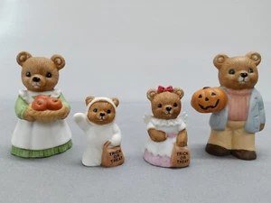 Homco Halloween Trick or Treat Teddy Bear Family Set of 4 ceramic figures #5209 - Picture 1 of 23