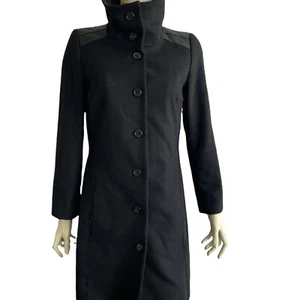 Abrigo Hugo Boss Mujer Negro Mangas Largas Cuello Alto Botón Delantero Talla S 6 - Imagen 1 de 5
