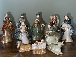 10-teiliges Krippenset Weihnachten Bethleham Szene Glas Hochglanzfiguren sehr schön! - Bild 1 von 6
