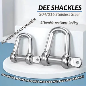 Dee Shackles D Shackle M4 M5 M6 M8 M10 M12 M14 M16 ~ M32 304/316 Stainless Steel - Picture 1 of 23