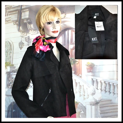 Kut from Kut the Kloth Sz L Women's Jacket New w Tags Black Faux Suede - Image 1 of 4