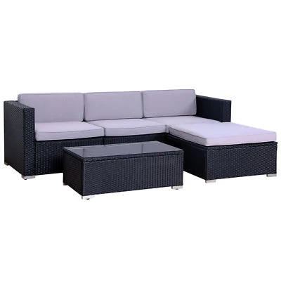 EVRE Outdoor Four Person Rattan Garden Furniture Set Modular Set Patio Sofa