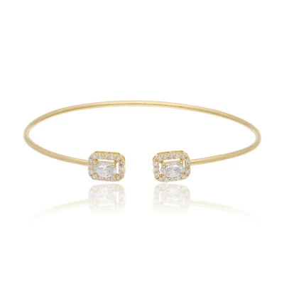 0.92 Ct Lab Grown CVD Oval Diamond Cuff Bangle 18k Yellow Solid Gold Bracelet - Image 1 of 4