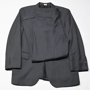 Jos A Bank 44L 38x32 Gray Herringbone 100% Wool Mens Jacket Pants Suit - Picture 1 of 12