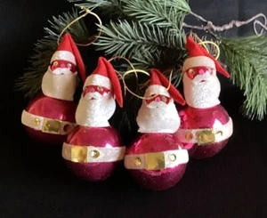 4 Vintage Mr. Christmas Mercury Glass Santa's en caja original 1971 - Imagen 1 de 7