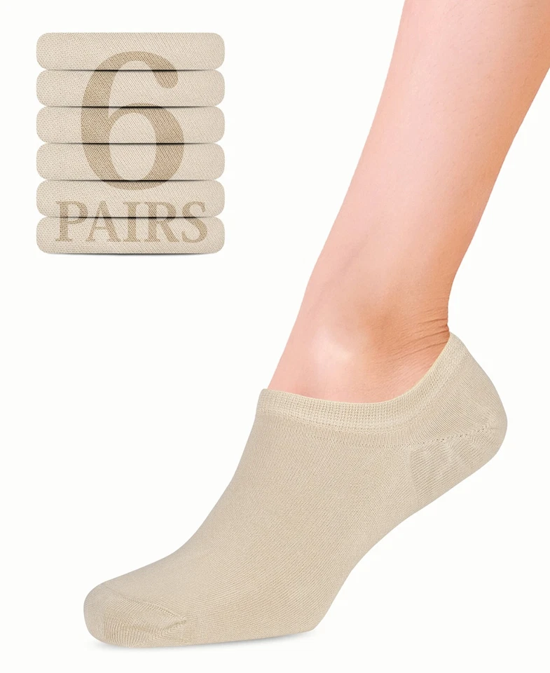 HUGH UGOL Mujeres Bambú No Show Calcetines Antideslizantes Invisibles Forro Calcetines 6/12 Pares Foto 1 de 4