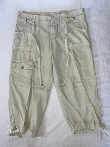 Hei Hei Crop Drawstring/Cuff Cargo Pants. Beige, Women's Size 10? GUC!! - Picture 1 of 5