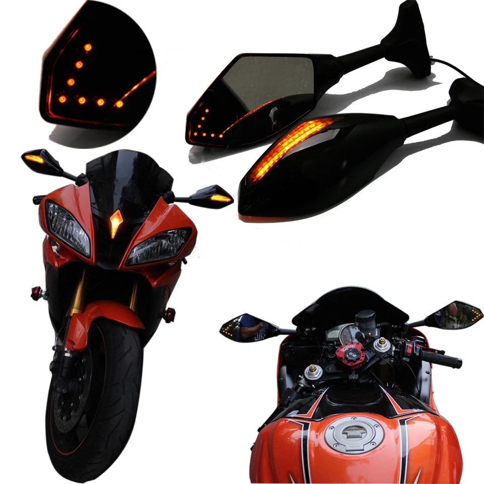ESPEJOS RETROVISORES LED INTERMITENTES MOTO PARA SUZUKI GSXR 600 750 2001 2002 2003 Foto 1 de 4