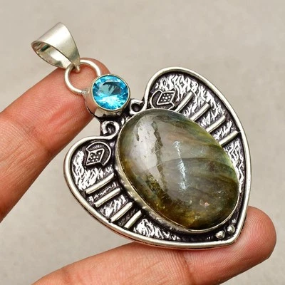 Ciondolo gioiello fatto a mano in argento sterling 925 con pietra preziosa... - Immagine 1 di 4